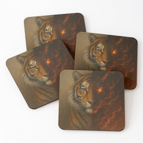 Item preview, Tiger – Dual Essence Emberborn Fire Spirit Wildlife Art designed and sold by GeoWild Designs.
