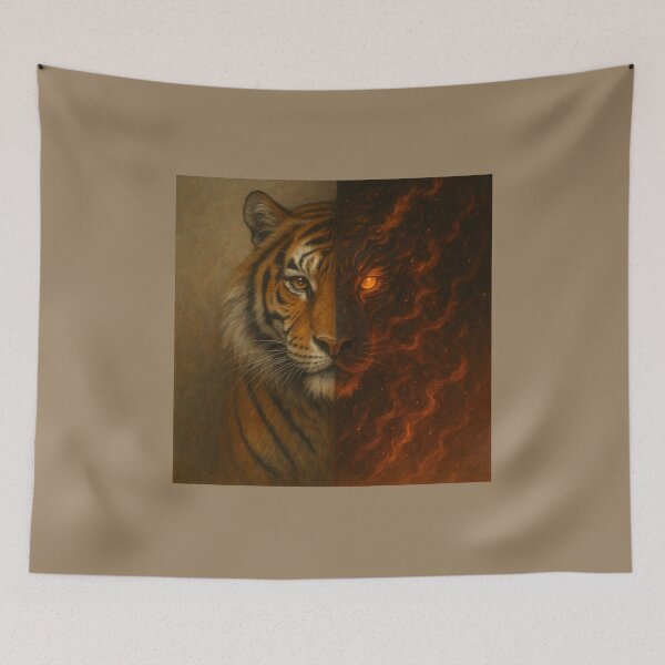 Item preview, Tiger – Dual Essence Emberborn Fire Spirit Wildlife Art designed and sold by GeoWild Designs.