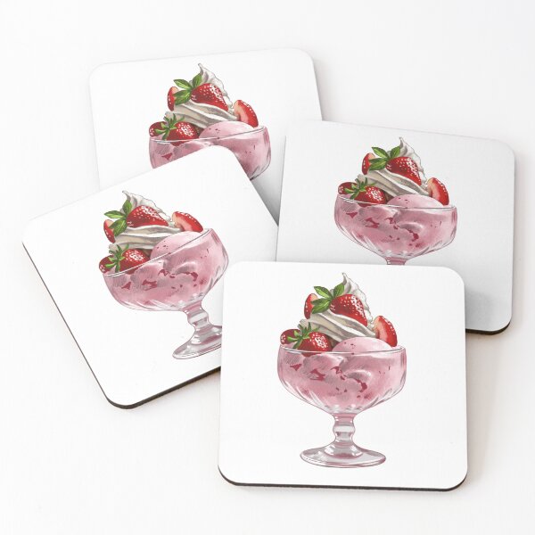 Item preview, Delicious dessert served in a glass bowl with strawberries and cream ready to be enjoyed at a summer gathering designed and sold by Ms. Iryna.