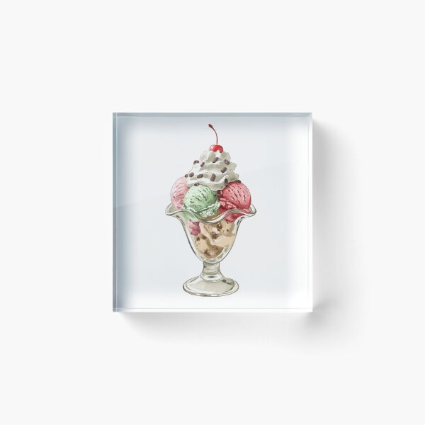 Item preview, Ice cream sundae in a glass dish with whipped cream and cherry on top designed and sold by Ms. Iryna.