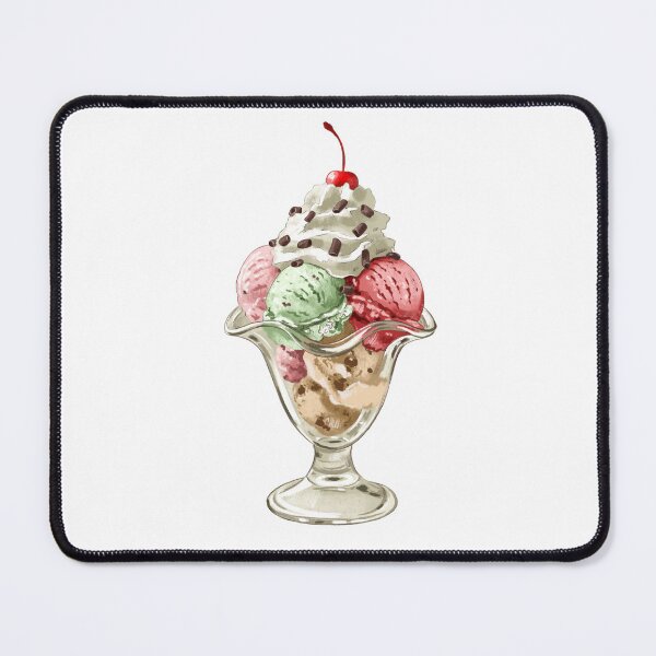 Item preview, Ice cream sundae in a glass dish with whipped cream and cherry on top designed and sold by Ms. Iryna.