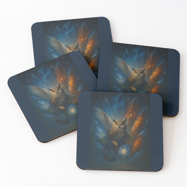 Item preview, Owl – Fractured Crystal Realms Cosmic Gatekeeper Wildlife Art designed and sold by GeoWild Designs.