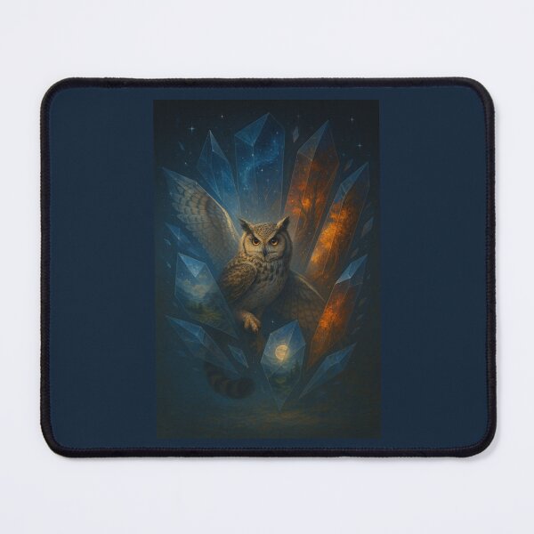 Item preview, Owl – Fractured Crystal Realms Cosmic Gatekeeper Wildlife Art designed and sold by GeoWild Designs.
