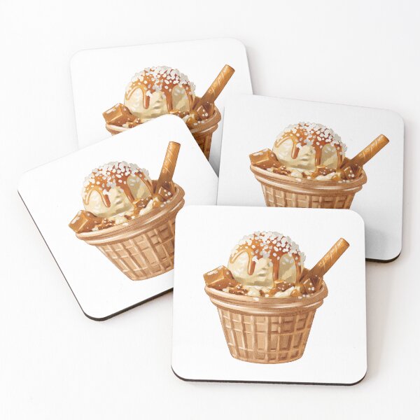 Item preview, Sweet dessert with ice cream, chocolate pieces, and caramel in a waffle cone bowl served at a summer event designed and sold by Ms. Iryna.