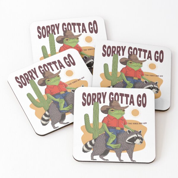 Item preview, Sorry Gotta Go Frog Riding Raccoon Funny Western Retro designed and sold by dianadouri.