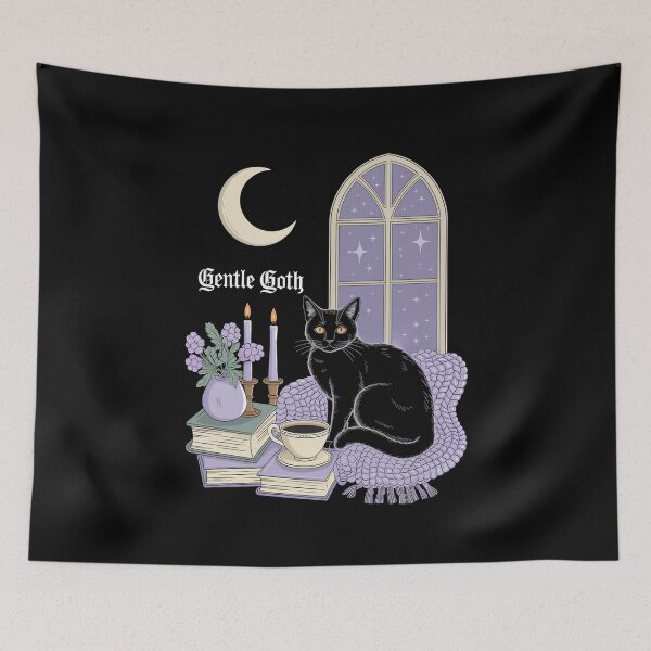 Item preview, Gentle Goth Cozy Cat Moonlight Sanctuary designed and sold by MooonTees.