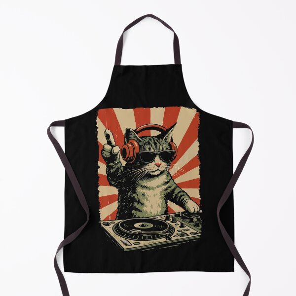 Item preview, DJ Cat Spinning Vinyl – Cool Retro Cat DJ With Headphones & Sunglasses designed and sold by BrainBubbleArt.