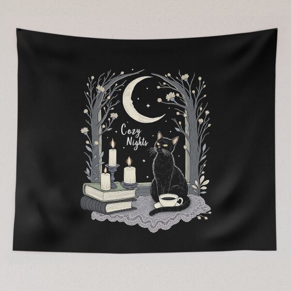 Item preview, Cozy Nights Cozy Cat Moonlight Sanctuary designed and sold by MooonTees.
