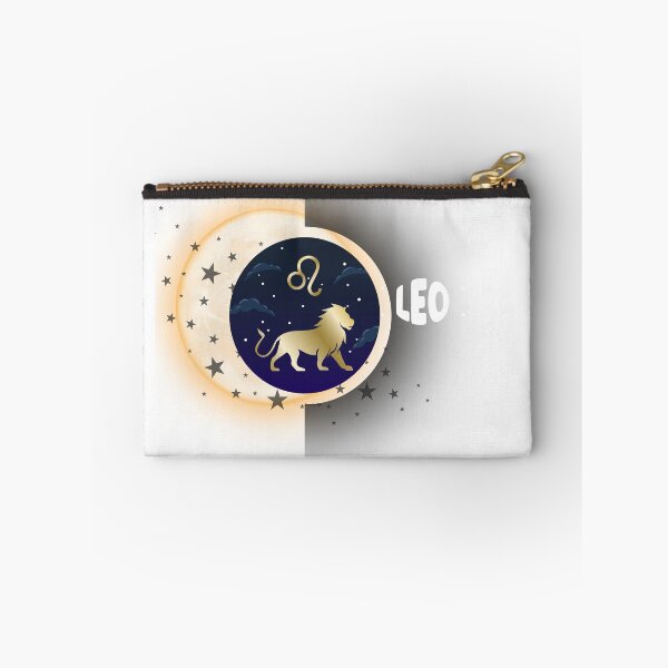 Item preview, Leo Zodiac Sign in Gold and Blue with Moon Circle on Black Background designed and sold by Aura Design.