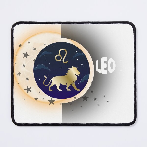 Item preview, Leo Zodiac Sign in Gold and Blue with Moon Circle on Black Background designed and sold by Aura Design.