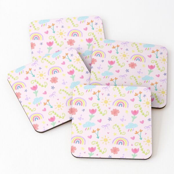 Item preview, Whimsical Soft Crayon Pastel Rainbow and Floral Pattern designed and sold by the3bears.