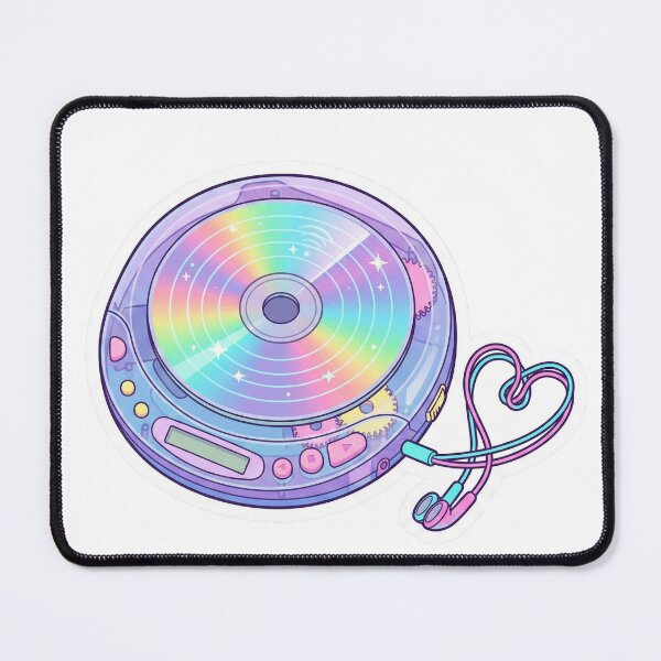 Item preview, Retro 90s Translucent Discman | CD Player with Tangled Heart Earphones designed and sold by DigitalVibes Art, CreatorSpace, PixelMood. By AngryFish.Art..