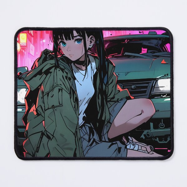 Item preview, NEON: Casual Utility Jacket Recon | Cute Cyberpunk Anime Girl designed and sold by Sytrics.