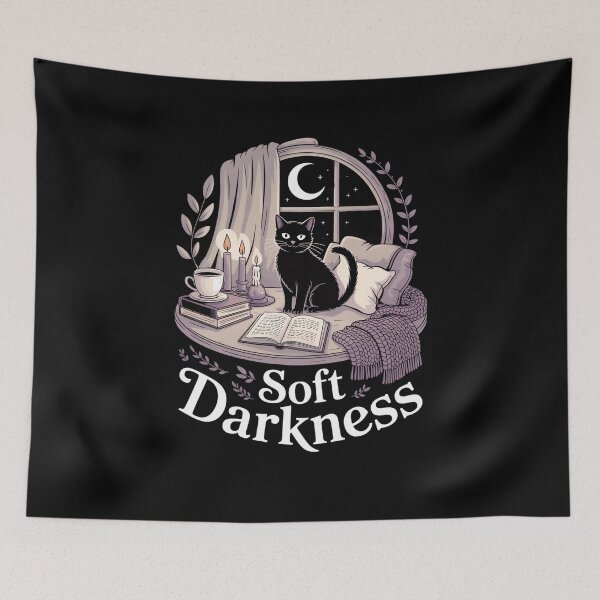 Item preview, Soft Darkness Cozy Cat Moonlit Sanctuary designed and sold by MooonTees.