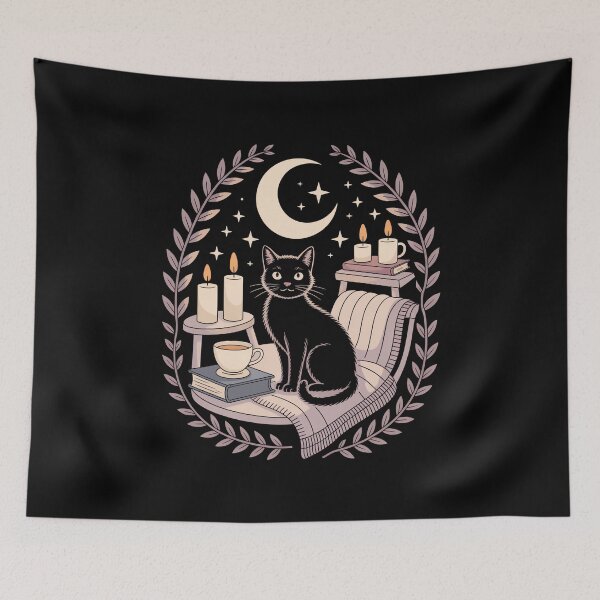 Item preview, Soft Goth Cozy Cat Moonlight Sanctuary designed and sold by MooonTees.