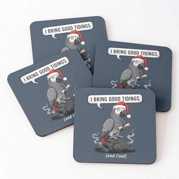 Item preview, Funny Christmas Parrot Bringing Good Tidings and Coal designed and sold by SillyPawsStudio.