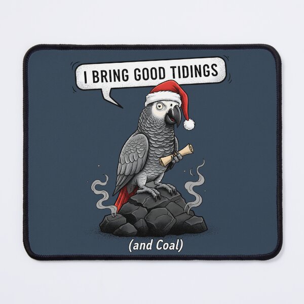 Item preview, Funny Christmas Parrot Bringing Good Tidings and Coal designed and sold by SillyPawsStudio.