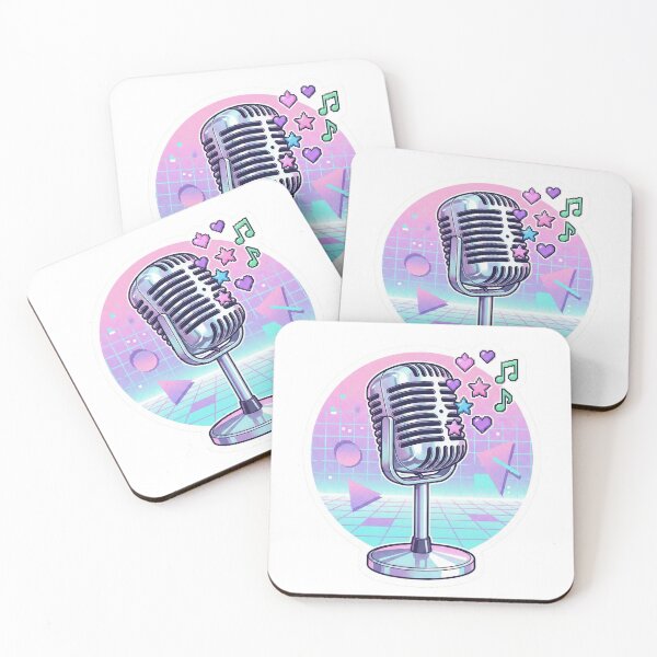 Item preview, Retro Chrome Microphone | Vaporwave Pixel Hearts & Stars designed and sold by DigitalVibes Art, CreatorSpace, PixelMood. By AngryFish.Art..