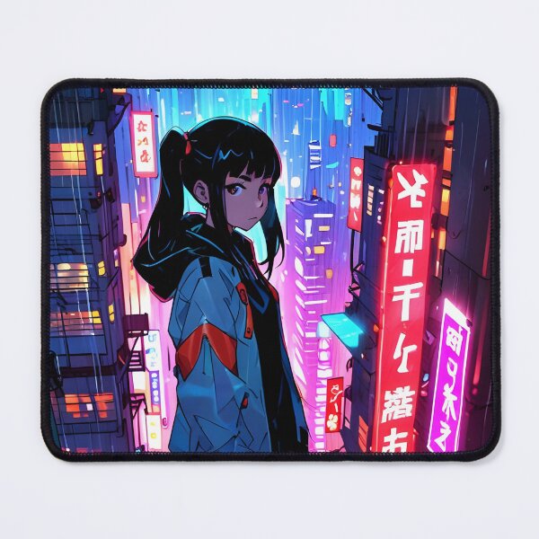 Item preview, NEON: Vigilance Stance on Rooftop | Cute Cyberpunk Anime Girl designed and sold by Sytrics.