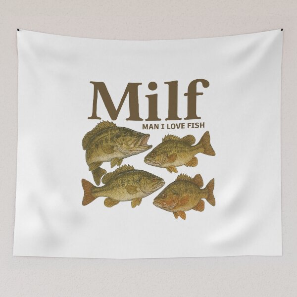 Item preview, MILF – Man I Love Fish | Funny Bass Fishing Graphic for Anglers & Fishermen designed and sold by BrainBubbleArt.