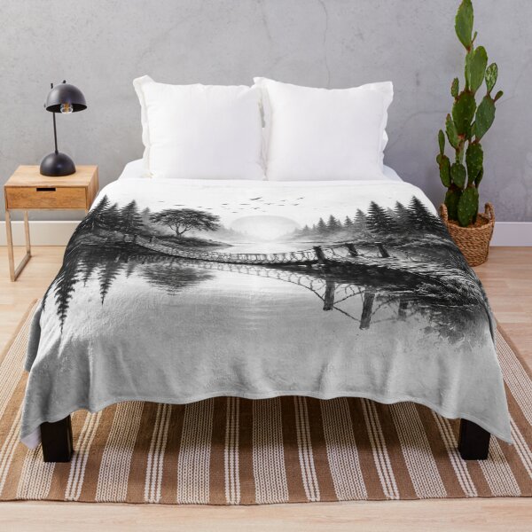Item preview, Black and White Suspension Bridge Landscape designed and sold by Maverickystore.