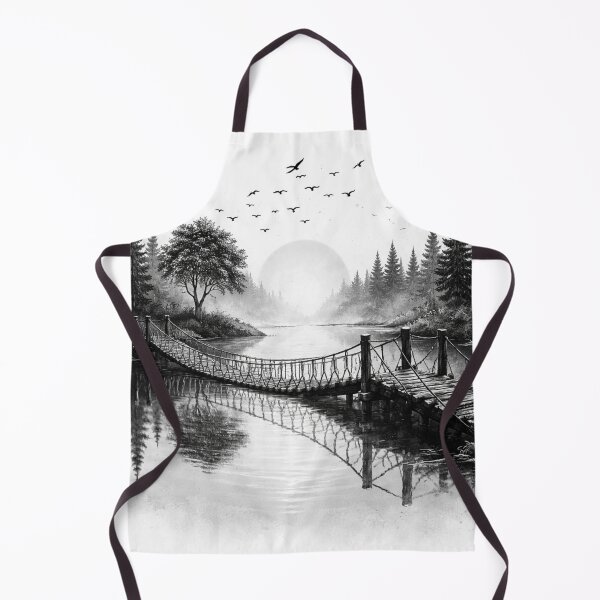 Item preview, Black and White Suspension Bridge Landscape designed and sold by Maverickystore.