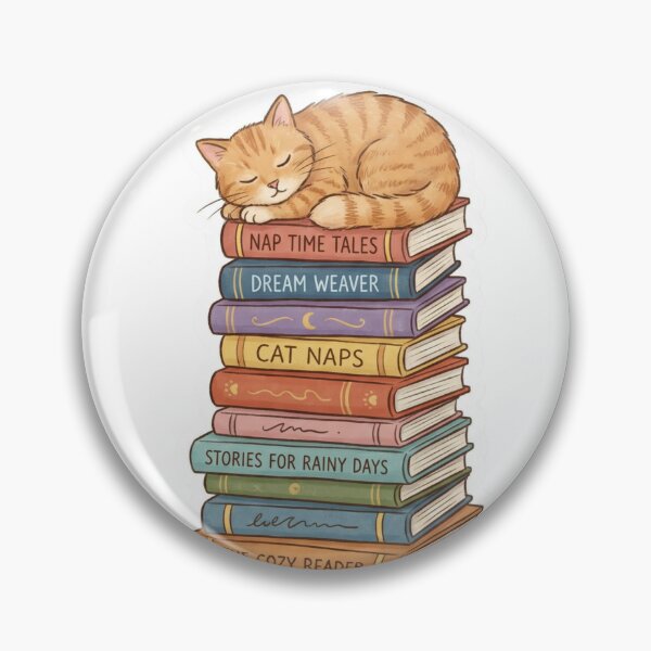 Artikelvorschau, The Cozy Reader – Schlafende rote Katze auf einem Bücherstapel entworfen und verkauft von Everyday Epics.