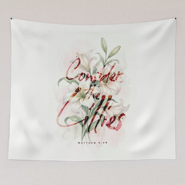 Item preview, Consider the Lilies Matthew 6:28 Floral Bible Verse Christian Art T-Shirt Sticker designed and sold by grmnts by KCC.