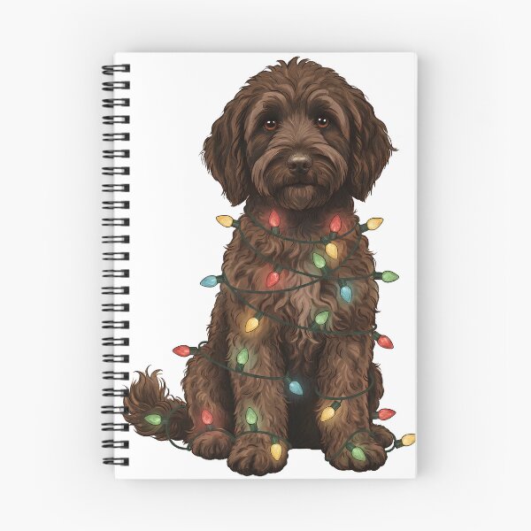 Item preview, Dark Brown Goldendoodle Christmas Lights Design designed and sold by TheNumbersGeek.