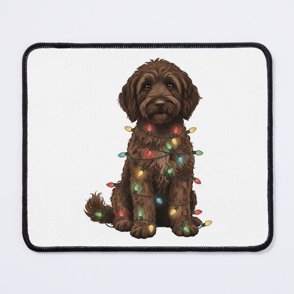 Item preview, Dark Brown Goldendoodle Christmas Lights Design designed and sold by TheNumbersGeek.