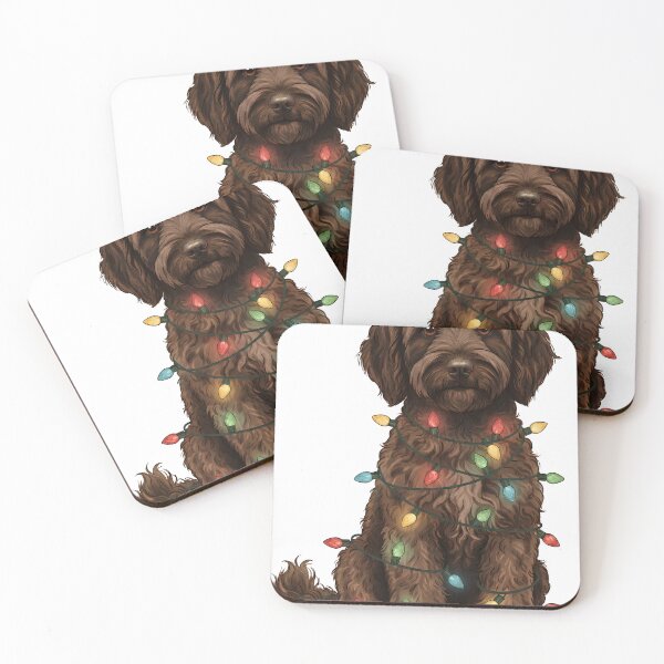 Item preview, Dark Brown Goldendoodle Christmas Lights Design designed and sold by TheNumbersGeek.