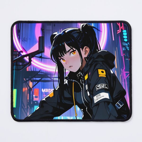 Item preview, NEON: Magenta Ring Frame | Cute Cyberpunk Anime Girl designed and sold by Sytrics.