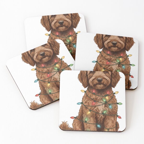 Item preview, Medium Brown Goldendoodle Christmas Lights Design designed and sold by TheNumbersGeek.