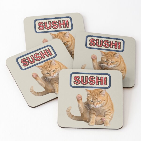 Item preview, Sushi – Grumpy Grooming orange Cat (Absurd Patch) designed and sold by catastrocat.