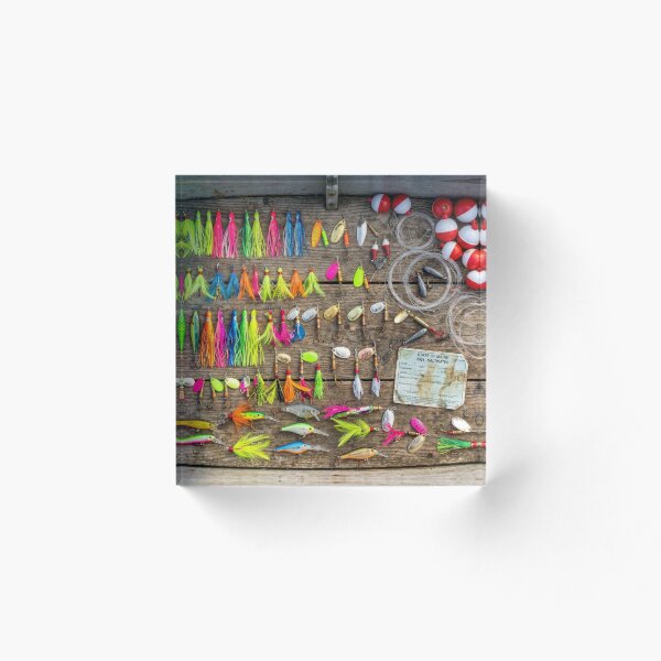 Item preview, Vintage Tackle Box Knolling - Fishing Lures & Bobbers Flat Lay designed and sold by SavinMercantile.
