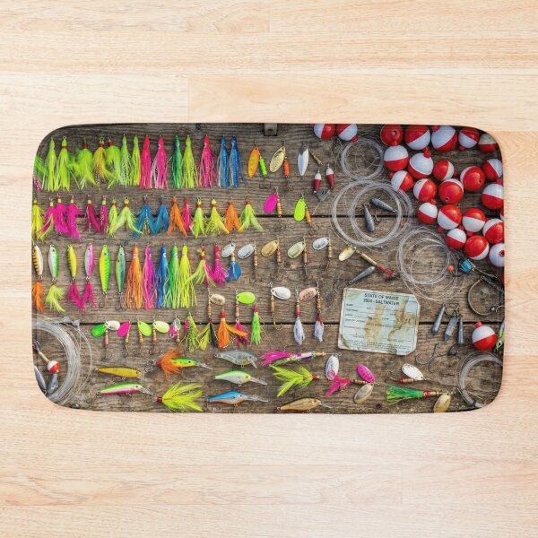 Item preview, Vintage Tackle Box Knolling - Fishing Lures & Bobbers Flat Lay designed and sold by SavinMercantile.