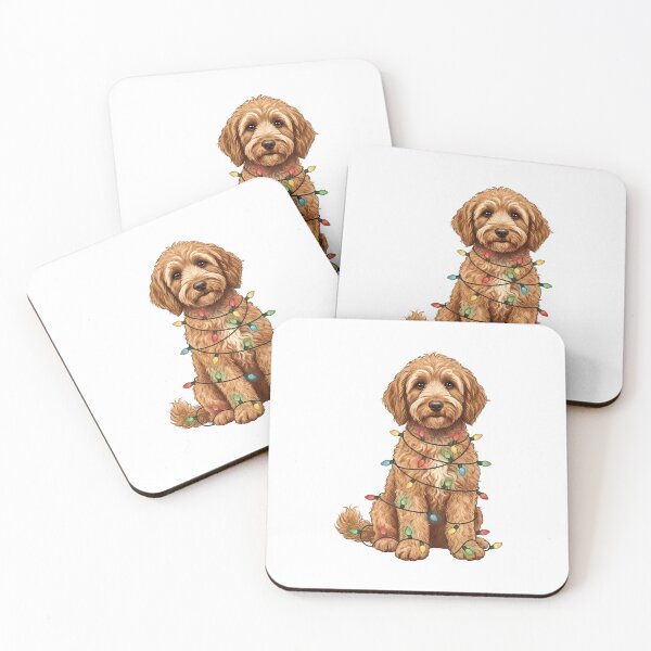 Item preview, Light Brown Goldendoodle Christmas Lights Design designed and sold by TheNumbersGeek.