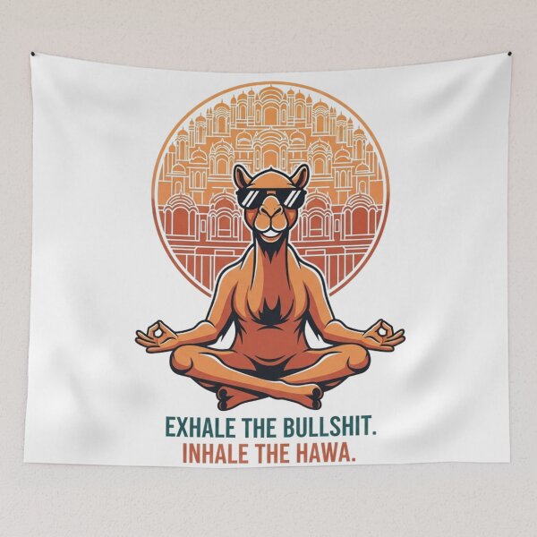 Item preview, Meditating Camel Hawa Mahal Yoga Humor T-Shirt designed and sold by LoveDesignMania.