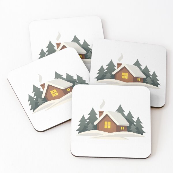 Item preview, Minimal Winter Cabin – Cozy Christmas Night Illustration designed and sold by Fernova.