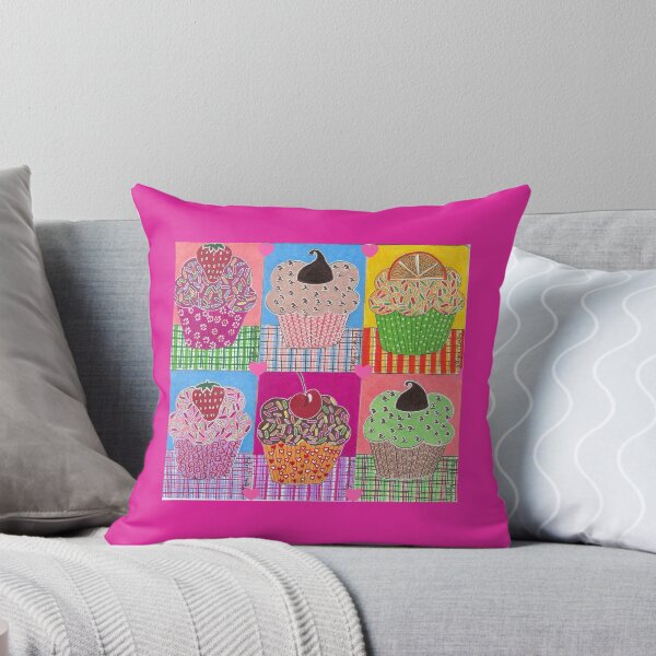 2017 Tasty Assortment of Cupcakes by BRIDEOFHYDE Throw Pillow