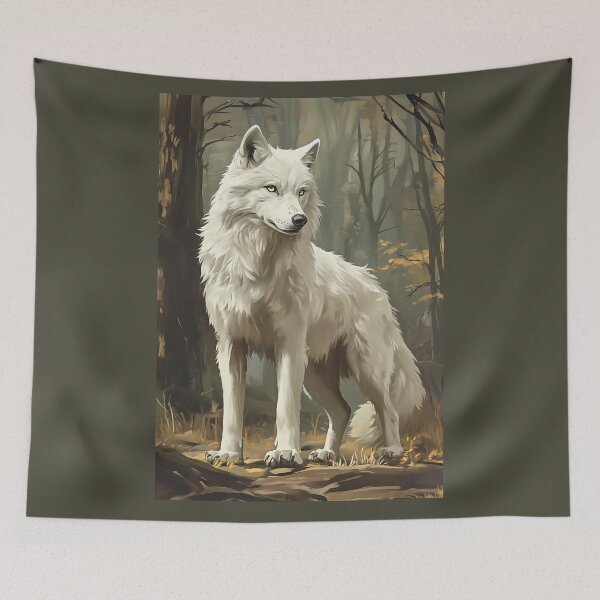 Item preview, White Wolf in Autumn Forest designed and sold by PetsArt.