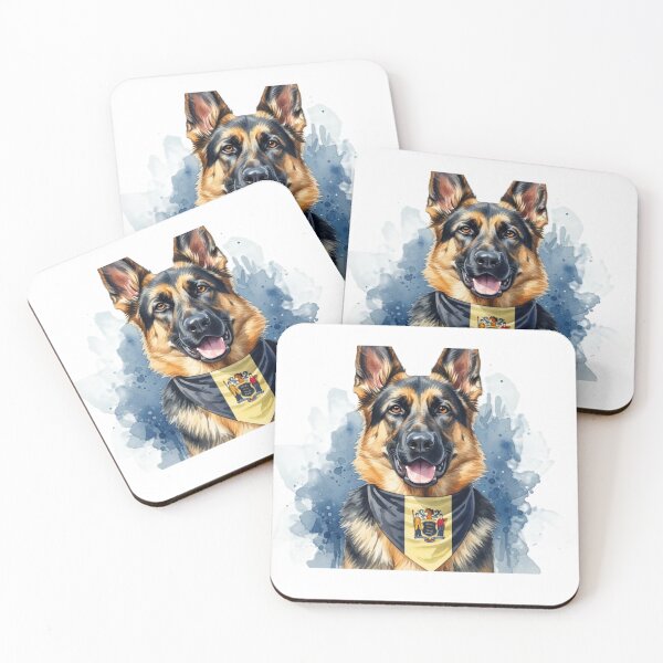 Item preview, Watercolor German Shepherd with New Jersey Flag Bandana designed and sold by josiasalves65.
