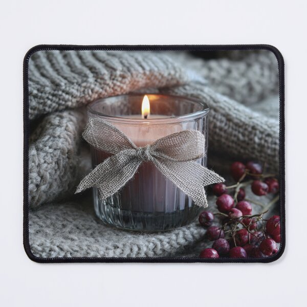 Item preview, Cozy Candle in Glass Jar with Bow and Knitted Blanket designed and sold by CreativeLarysa.