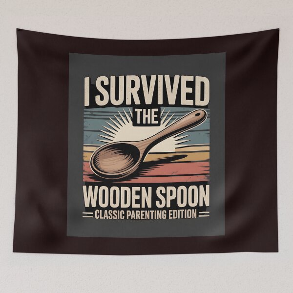 Item preview, I Survived the Wooden Spon-Classic Parenting Edition Retro T-Shirt designed and sold by Viktorio Art Shop.