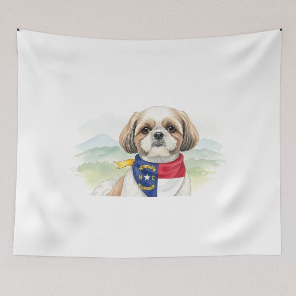 Item preview, Watercolor Shih Tzu with North Carolina Bandana designed and sold by josiasalves65.