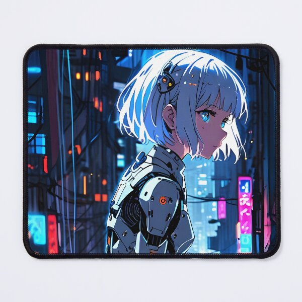 Item preview, ECHO: Crouching Rooftop View | Cute Cyberpunk Anime Girl designed and sold by Sytrics.