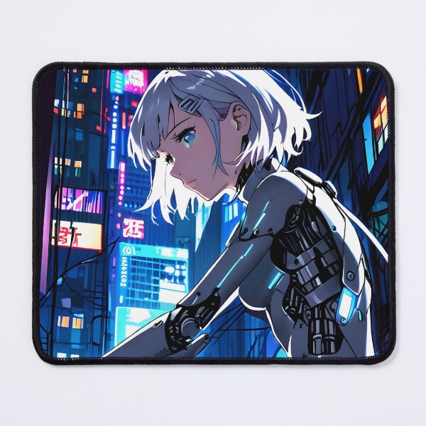 Item preview, ECHO: Sitting Cyborg Portrait | Cute Cyberpunk Anime Girl designed and sold by Sytrics.