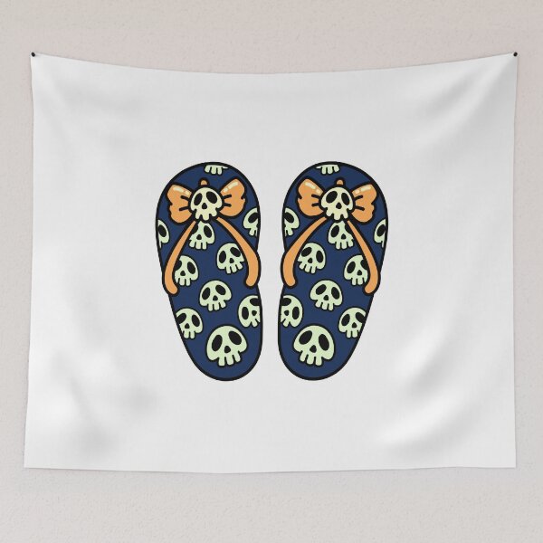 Item preview, Cute Skull Flip Flops – Spooky Halloween Slippers with Bows and Skulls designed and sold by Horrify.