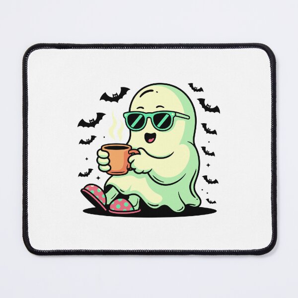 Item preview, Cute Ghost Drinking Coffee – Funny Cozy Ghost with Sunglasses and Slippers designed and sold by Horrify.