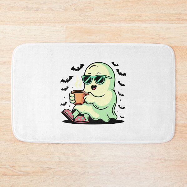 Item preview, Cute Ghost Drinking Coffee – Funny Cozy Ghost with Sunglasses and Slippers designed and sold by Horrify.